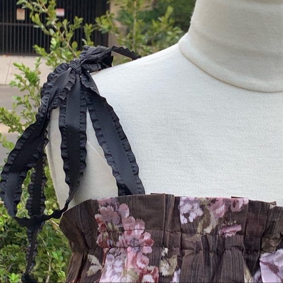 BROCK COLLECTION X H&M Floral Print Muted Rose and Brown Tube Top Ribbon… - Picture 5 of 8